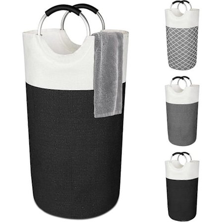 Stor Vattentät Hopfällbar Tvättkorg med Handtag, Tvättkorgar för Tvättstuga, Sovrum, Badrum