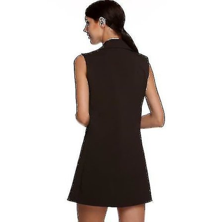 Dame Ærmeløs Blazer Jakke Lang Dragt Vest Åben Front Cardigan