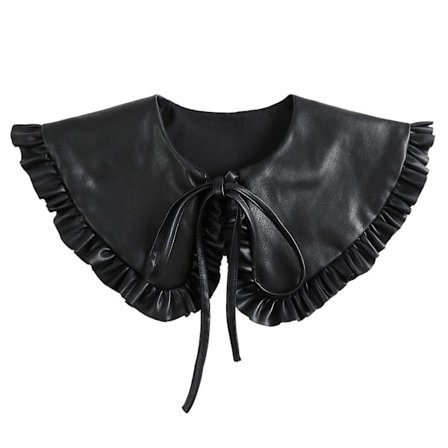 Ullskjerf Falsk Krage Halsvarmer, PU Avtakbar Mini Cape Dickey Falsk Krage for Gensere Krageløse Klær Hvit Ull Prinsessekrage