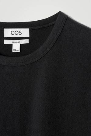 COS Men's Regular Brushed-Cotton T-Shirt in Black