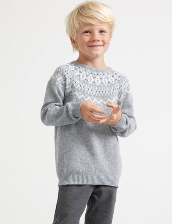 Lindex Sweater Fairisle - Grey - 92