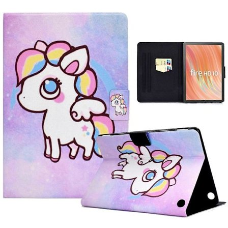 A2 Fodral för Amazon Fire HD 10 (2023) Mönstertryckt PU Läder Tablet Skydd med Kortplatser