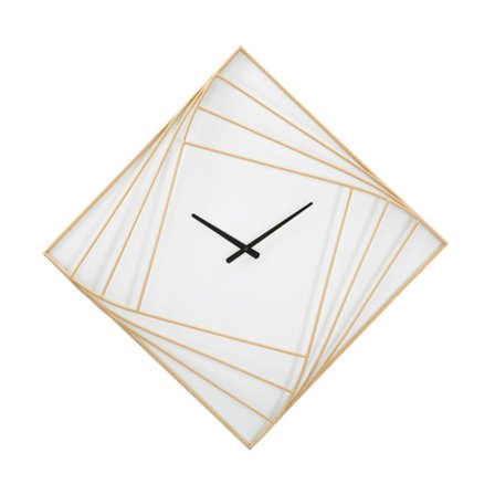 Firkantet guldmetal vægur – 85x85 cm