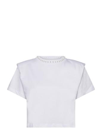 Embellished Padded T-Shirt T-shirts & Tops Short-sleeved Hvit Karl Lagerfeld*Betinget Tilbud