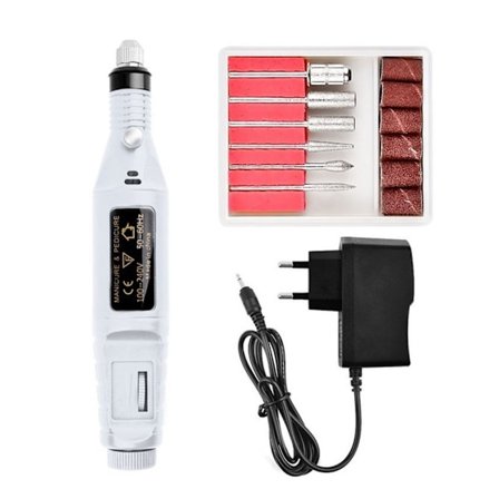 Electric Nail Drill, Electric Nail File, 6 Bits Included White