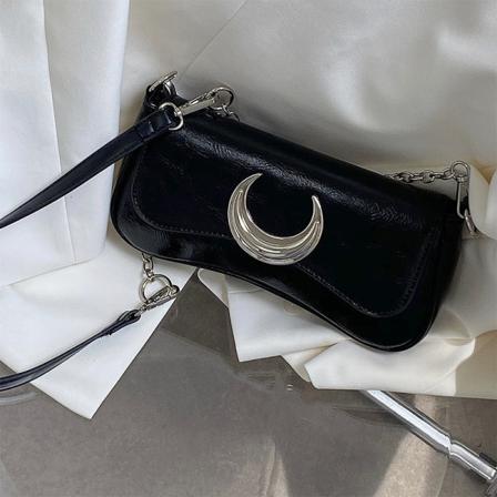 Miehet naiset Fanny Pack vyötärölaukku Moon Twist Lock Olkapää Musta Kainalo Muoti Trendikäs Crossbody Black