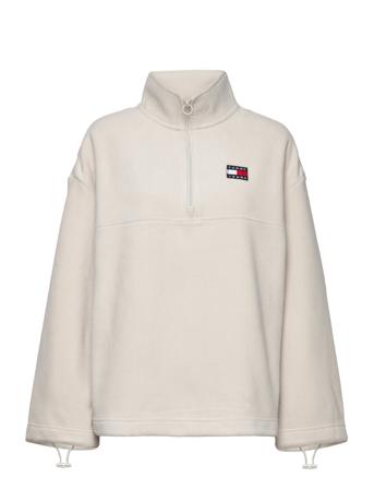 Tjw Ovrszd Badge Polar Fleece Sweatshirts & Hoodies Fleeces & Midlayers Hvid Tommy Jeans