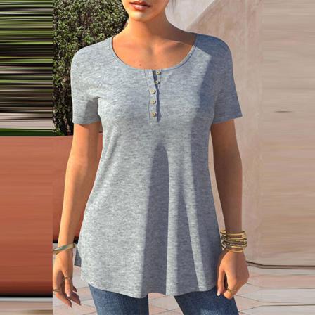 Dam Swing Hem T-shirt Crew Neck Pullover