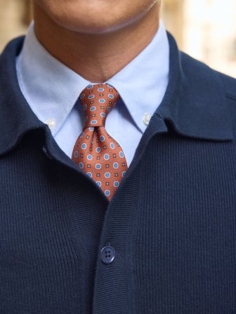 John Henric Men's Terrakotta Krawatte Geometrisch Size 7,5