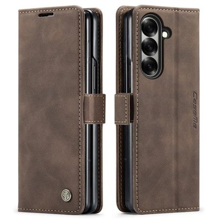 (För Samsung Galaxy Z Fold 5) Retro läderplånbok med telefonfodral, kickstand och kortfack, magnetisk stängning, stötbeständig skydd, 5 färger