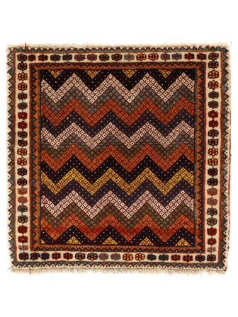 Tapis Persan Ghashghaï 61X62 Carré Noir/Rouge Foncé (Laine, Perse/Iran)