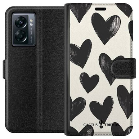 Kompatibelt Lommeboketui til OnePlus OnePlus Nord N300 Cactus and Friends - Bold Black Love Pattern