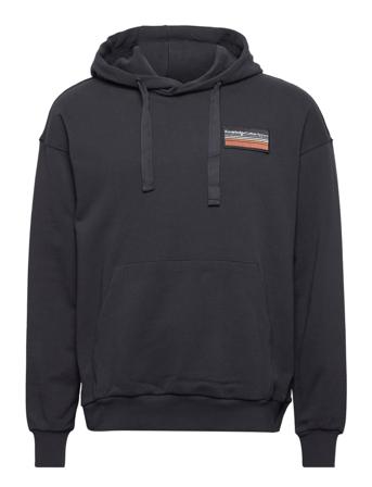 Over D Badge Hood Sweat - Gots/V Black Knowledge Cotton Apparel