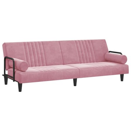 vidaXL Bäddsoffa med armstöd rosa sammet