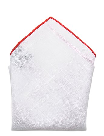 Red Borders Pocket Square White AN IVY