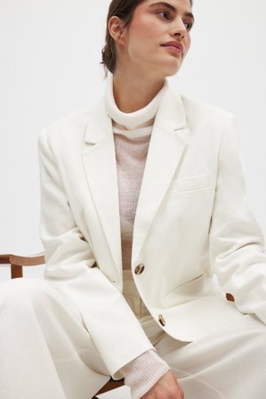 NA-KD Regular-Blazer aus Leinenmischung - Taillierter Blazer - Offwhite - EU 34