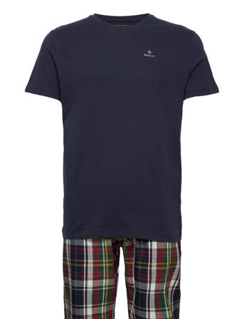 Check Pj Set Pants And T Gb Pyjamas Marinblå GANT