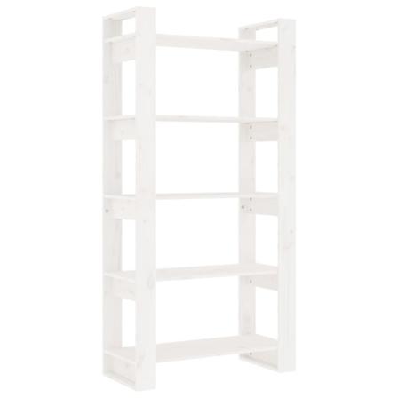 Vidaxl Bokhylla/rumsavdelare Vit 80x35x160 Cm Massiv Furu Vit