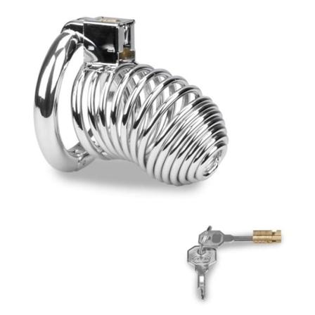 Med vänliga hälsningar L Chrome Steel Penis Chastity Cage