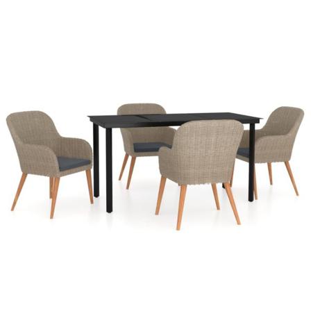 Vidaxl Matgrupp För Trädgården Med Dynor 5 Delar Brun Brun