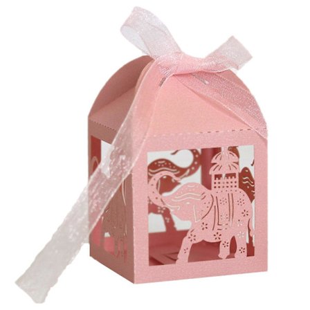 50 stk. Elefant Slikæsker Bryllupsfest Gaveæske med Bånd Chokolade Gaveæske til Baby Bridal Shower Fødselsdag