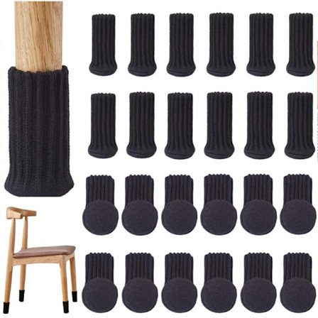 24 stk. Stole til Stole Møbelsokker Antislip Elastiske Stolebensokker, Strikkede Møbelpuder til 3"-5" Møbelbensomkreds