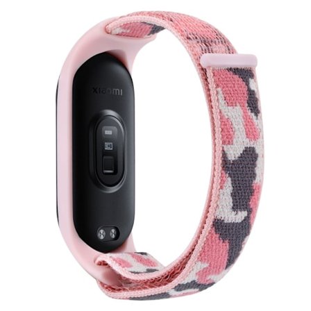 Xiaomi Mi Band 7 / 6 / 5 nylon kamouflage klockarmband - Rosa
