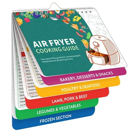 Air Fryer Cheat Sheet Magneter: Kokbok, Magnetisk Set, Tillagningstidsdiagram, Kokböcker