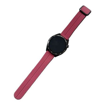 Samsung Gear S3 Classic / Garmin Vivoactive 4 Silikon Magnetisk Rem 22mm Klockarmband - Vinröd