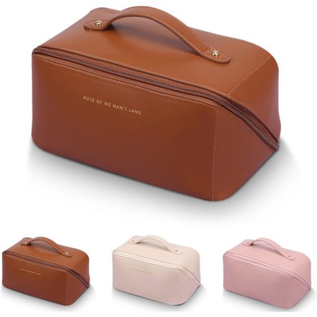 PU Bærbar Rejse Makeup Toilet Taske Vasketaske Multifunktionel Vandtæt Kosmetiktaske med Rum til Kvinder Piger