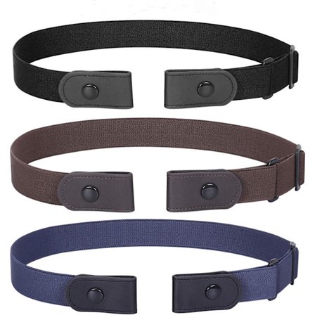 3 stk. elastisk belte uten spenne for kvinner og menn, spenneløst usynlig belte