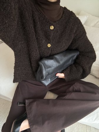 NA-KD - Bouclé-strikket cardigan - Cardigan - Brun - XS