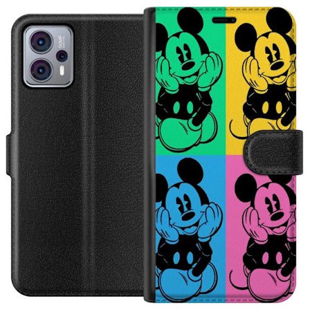Kompatibelt Plånboksfodral till Motorola Motorola Moto G23 Mickey Mouse popkonst affisch färgglad Disney retroserie tecknad ikonisk figur Andy Warho