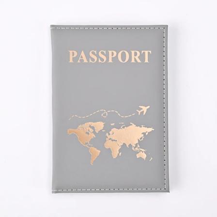 Mode Pasport Beskyttelsesetui Verdensmønster Rejsepas Holder Tegnebog Gave PU Læder Kort Etui Dækning Unisex Opbevaringspose Gray