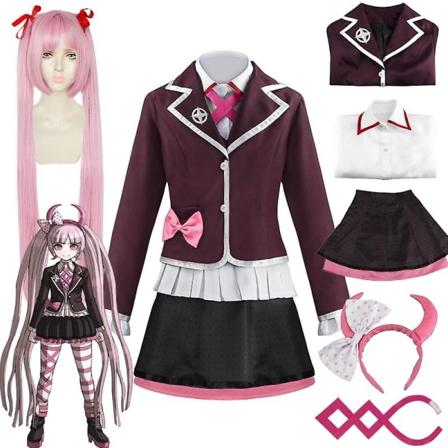 Anime Danganronpa Utsugi Kotoko Cosplay-asu Jk Uniform Peruukit Päähineet Sukat Asut Halloween Joulujuhla Lahja Vaatteet Costume L
