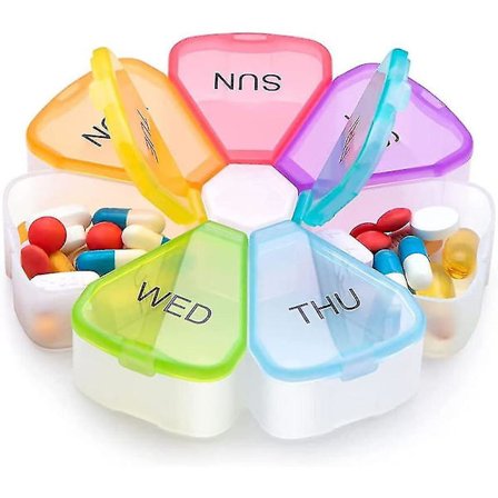 Ugentlig Pilleæske Organizer, Bærbar 7 Dages Medicinæske Med Store Rum Til Vitaminer, Kosttilskud Og Medicin, Let At Åbne Med Snap Lås