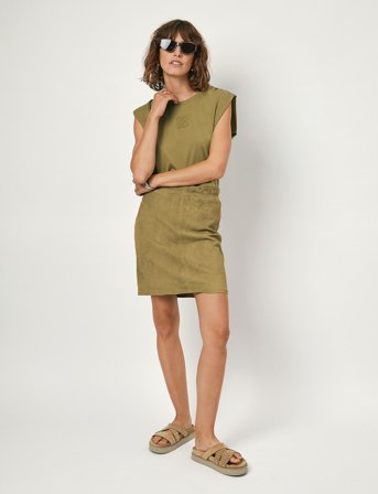 Dante6 D6Vixen Suede Mini Skirt - Beige - M