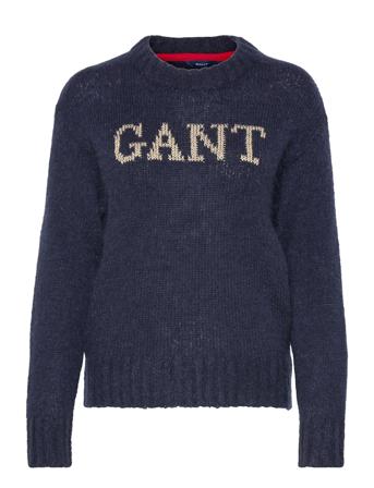 D1. Mohair Logo C -Neck Navy GANT