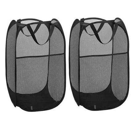 Pop-up vaskekurv i netting med håndtak, lett og pustende, kan foldes kompakt, stor kapasitet, bærbar sammenleggbar skittentøyskurv, egnet