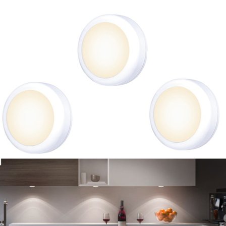 Kosketusvalo, paristokäyttöinen, pehmeä valkoinen + lämmin, paina päälle/pois päältä kaappi