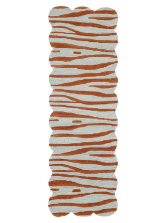 Wollteppich Arty Zebra Hellblau/Rostläufer Klein Oeko-Tex