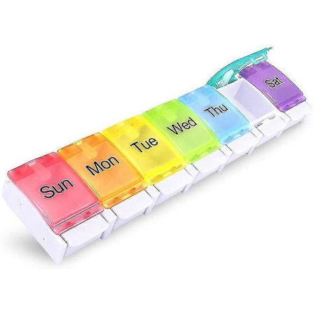 Ugentlig Pilleæske, Arthritisvenlig, BPA-fri 7-dages Pilleæske med Fjederdesign og Stort Rum til Opbevaring af Vitaminer, Torskelevertran