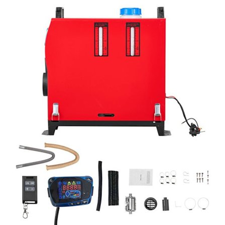 Dieselvarmer 8 kW DC 12-24 V-Duoku-Strømforbrug 0,18-0,36 L/h-Justerbar temperatur 0-40 °C-Blå LCD-skærm