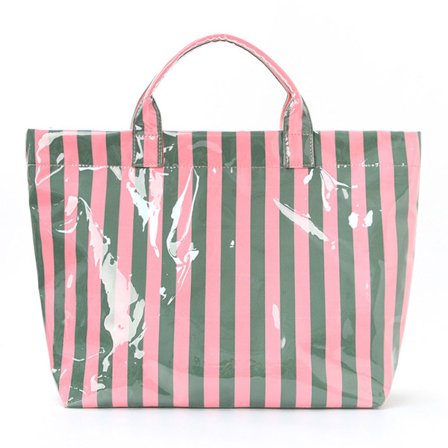 Stor stribet PVC mulepose Dame stribet mulepose Stor kapacitet Letvægts skuldertaske til pendling, rejser, arbejde