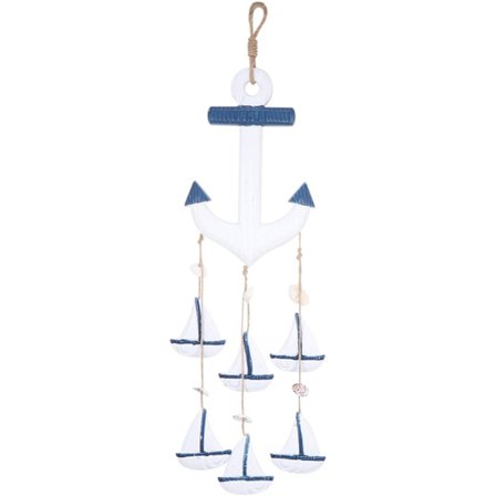 1 stk. Dekorativt anker i tre til veggpynt, middelhavsstil