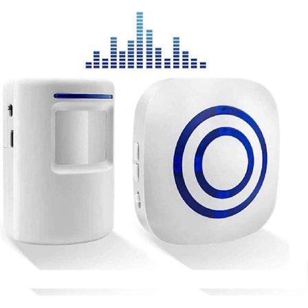 Trådløs dørklokke elektrisk dørklokkesett med 1 mottaker og 1 PIR bevegelsessensor besøkende sikkerhetsalarm med 38 melodier på 3 volumnivåer