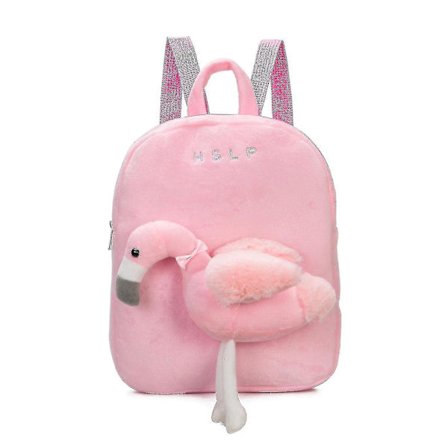 Avtagbar plysch flamingo barnryggsäck snacks liten ryggsäck för flickor