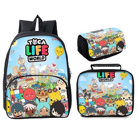 Toca Life World Toca Life World 3-piece Round Pocket School Bag Lunch Bag Pencil Case