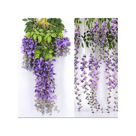 12 stk. 1,1 m Kunstig Silke Wisteria Slyngplante Rattan Hængende Blomsterguirlande Snor Hjem Bryllupsfest Dekoration Lilla