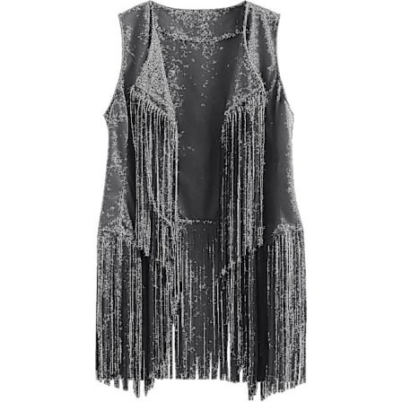 70-tal Toppar Kompatibla Dam Cowgirl Skjorta Disco Fringe Väst Jacka